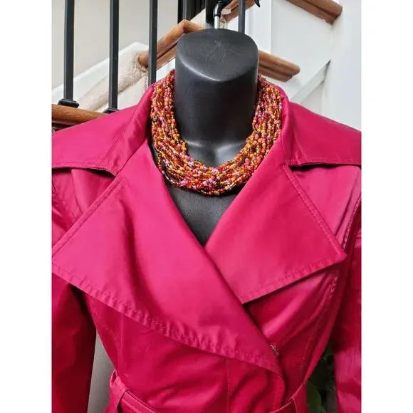 Mossimo Womens Pink Polyester Notch Collar Long Sleeve Belted Coat Jacket Small - Picture 11 of 13